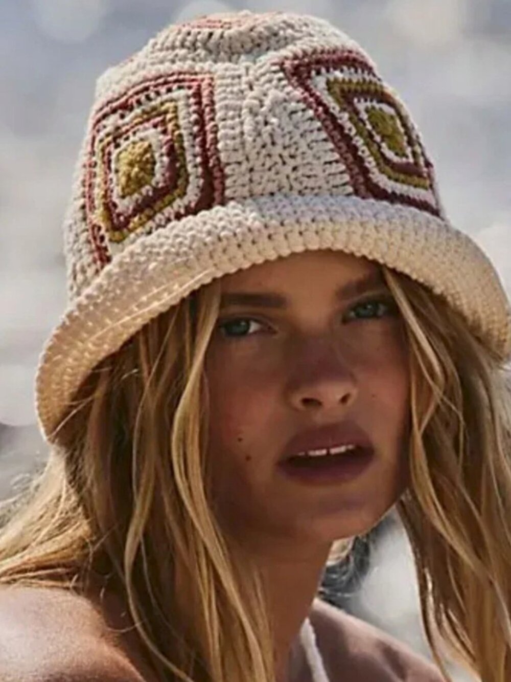 Free People Handmade Crochet Knit Bucket Hat